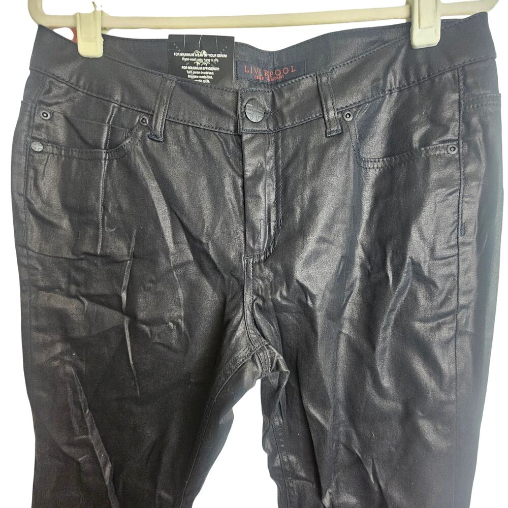 Liverpool Womens Abbys Faux Leather Skinny Jeans Sz 12 Moto Biker Classic Black - Picture 2 of 9
